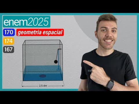 Thumbnail da aula: ENEM 2025 - Uma caixa de descarga, acoplada a um vaso sanitário, tem a forma de paralelepípedo reto