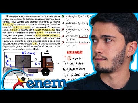 Thumbnail da aula: ENEM 2023 - Uma equipe de segurança do transporte de uma empresa avalia o comportamento das tensões