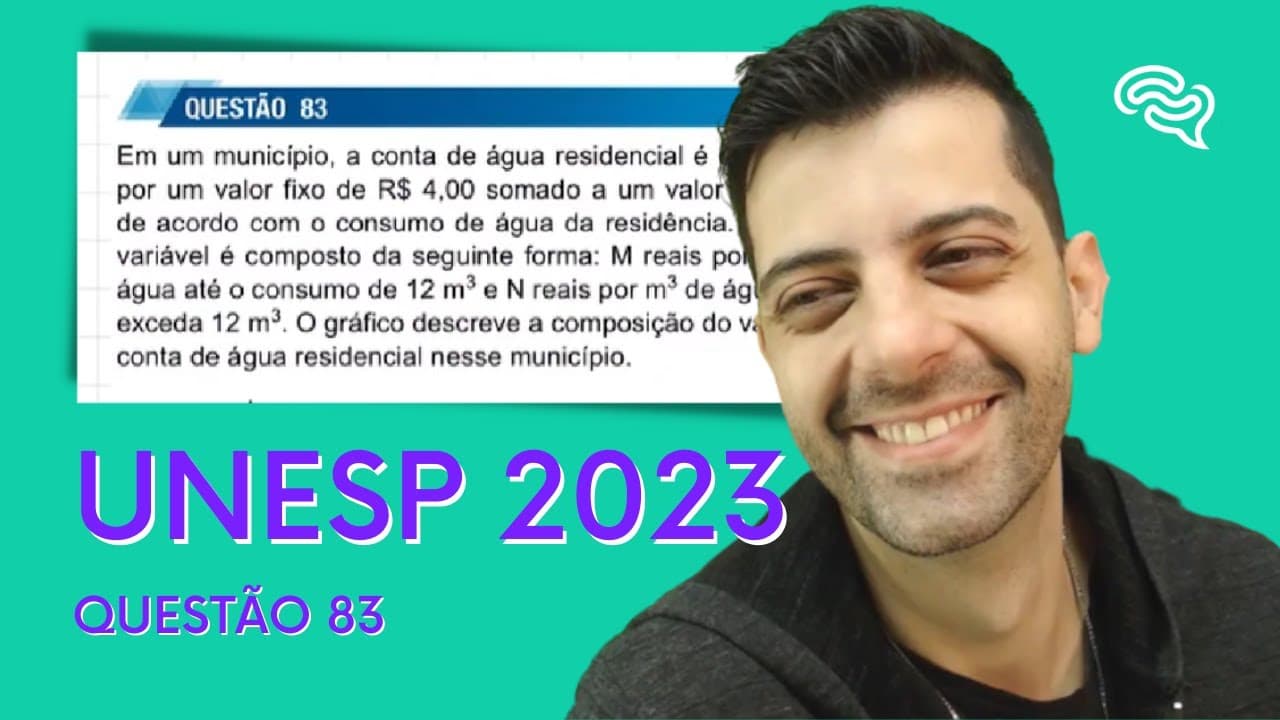 Thumbnail: UNESP 2023 - Q83 - Em um município, a conta de água residencial