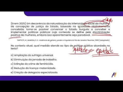 Thumbnail da aula: ENEM 2025 | Em decorrência da naturalização da inferioridade social da mulher e da concepção...