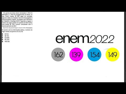 Thumbnail da aula: ENEM 2022 | Em janeiro de 2013, foram declarados 1 794 272 admissões e 1 765 372 desligamentos...