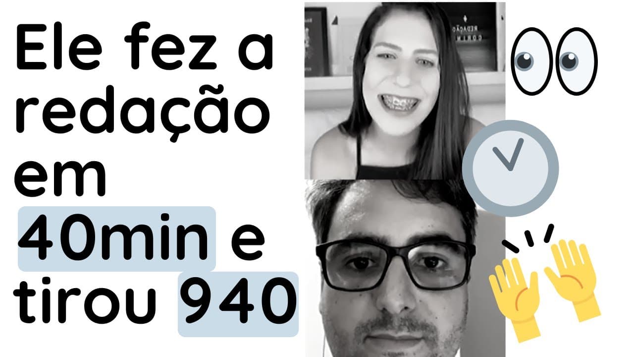 Thumbnail: Ele tirou 940 levando 40 minutos pra fazer a redação