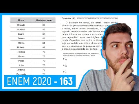 Thumbnail da aula: 🛑 Questão 163 Enem 2020 - Resolução Passo a Passo -  O Estatuto do Idoso, no Brasil, prevê ...