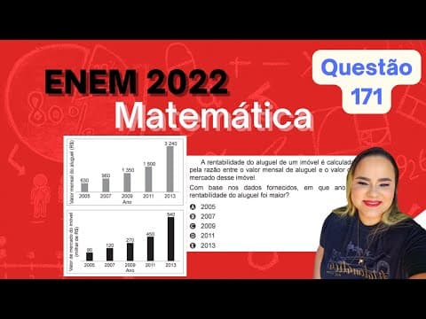Thumbnail da aula: 📢ENEM 2022📢No período de 2005 a 2013, o valor de venda dos imóveis em uma cidade apresentou alta...