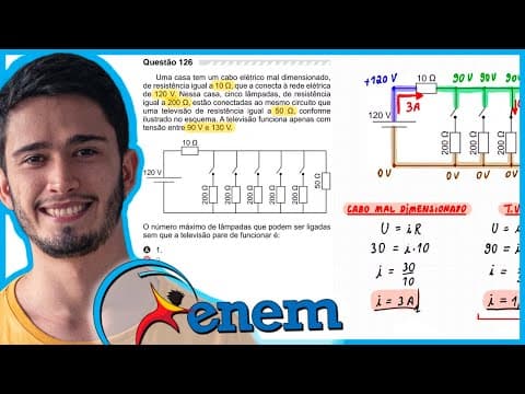 Thumbnail da aula: ENEM 2019 - Uma casa tem um cabo elétrico mal dimensionado, de resistência igual a 10 Ω, que a conec