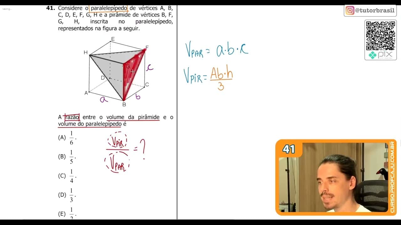 Thumbnail: [UFRGS 2019] 41 - Considere o paralelepípedo de vértices A, B,C, D, E, F, G, H e a pirâmide de
