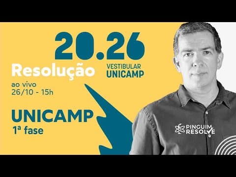 Thumbnail da aula: GABARITO UNICAMP Primeira fase 2026 - Professor Pinguim