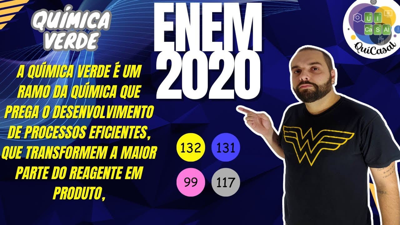 Thumbnail: ENEM 2020 - A Química Verde é um ramo da química que prega o desenvolvimento de processos eficientes