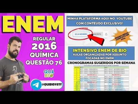 Thumbnail da aula: ENEM 2016 - Questão 76 - Nucleófilos (Nu−) são bases de Lewis que reagem com haletos de alquila