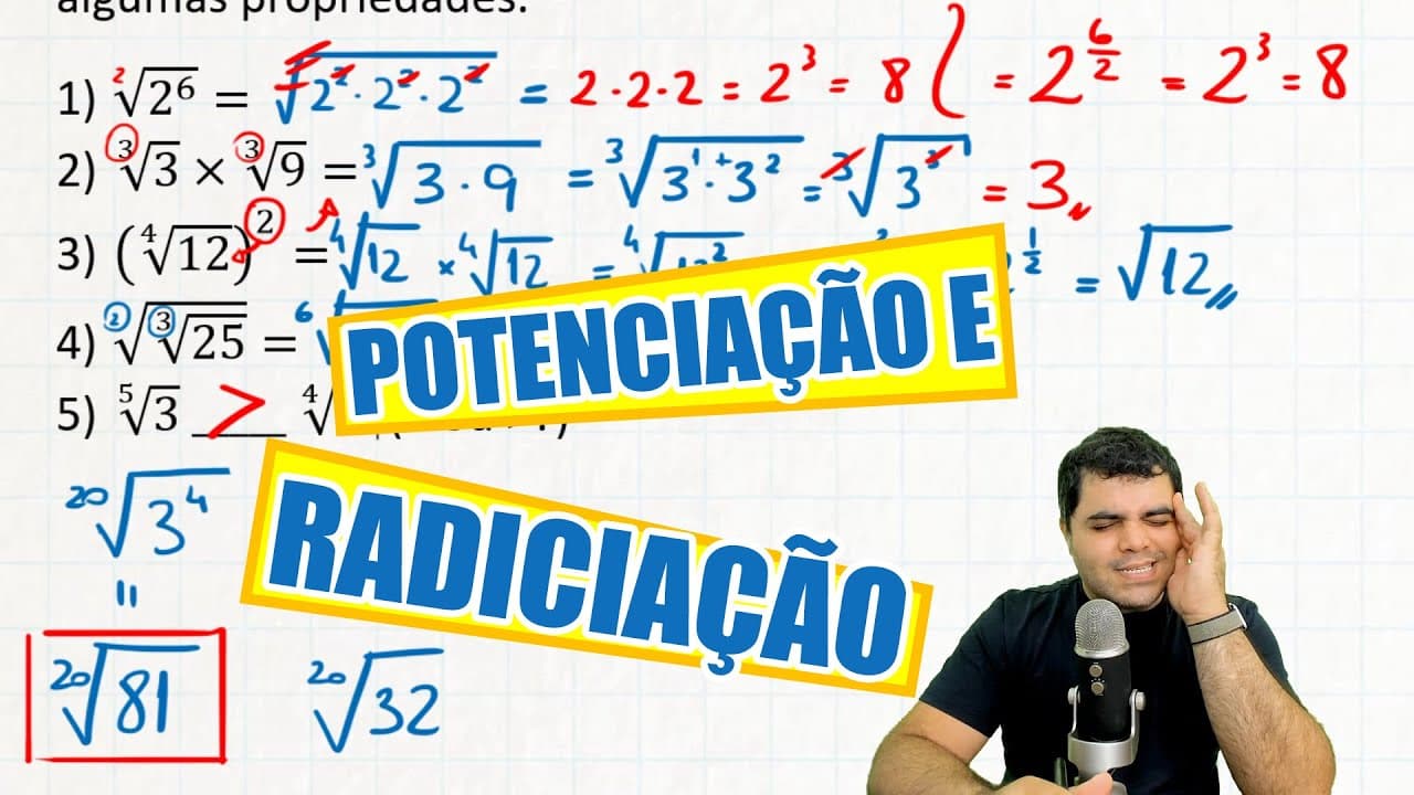 Thumbnail: ⭐ Aula de POTENCIAÇÃO E RADICIAÇÃO da Matemática Básica DESBUGADA + Rafael Procopio + Paulo Pereira