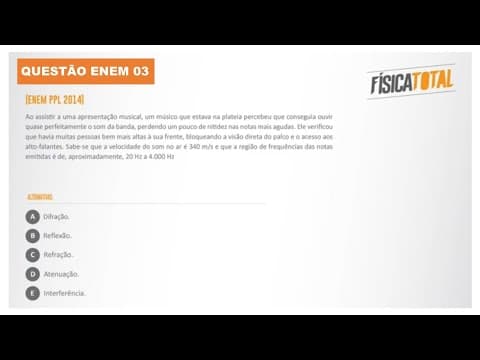 Thumbnail da aula: Lista 01 EXEMPLO 03 Difração de onda sonora