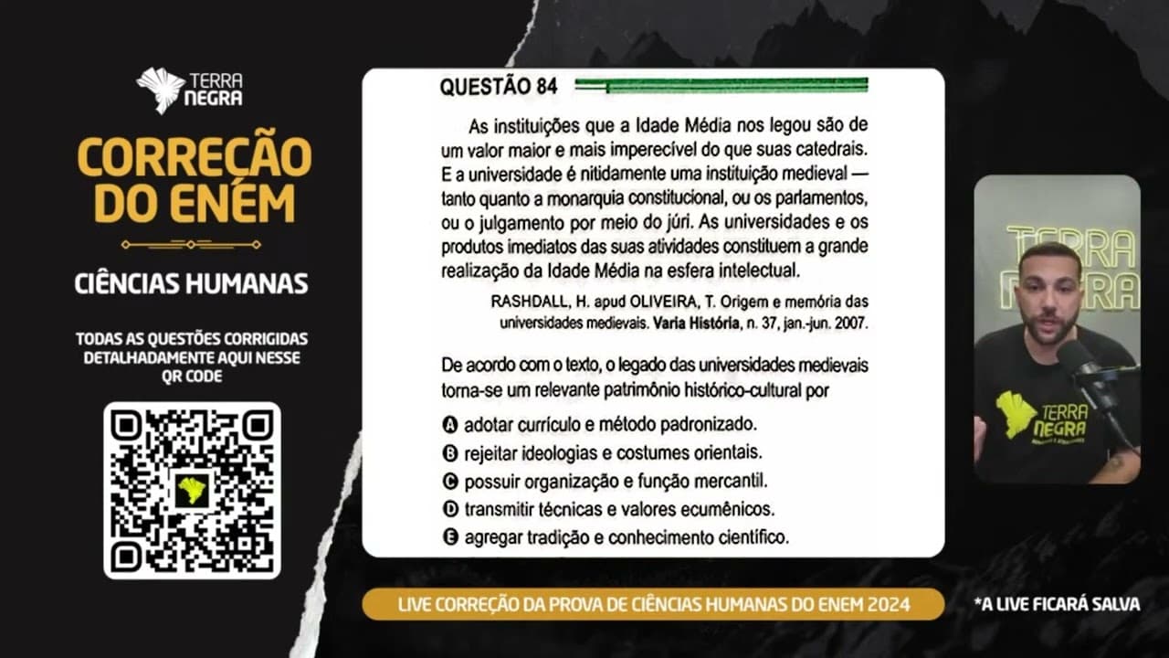 Thumbnail: ENEM 2024 - História - 84 Prova Verde
