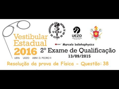 Thumbnail da aula: Resolução da prova de FÍSICA – 2° EXAME DE QUALIFICAÇÃO – UERJ 2016. Questão 38.