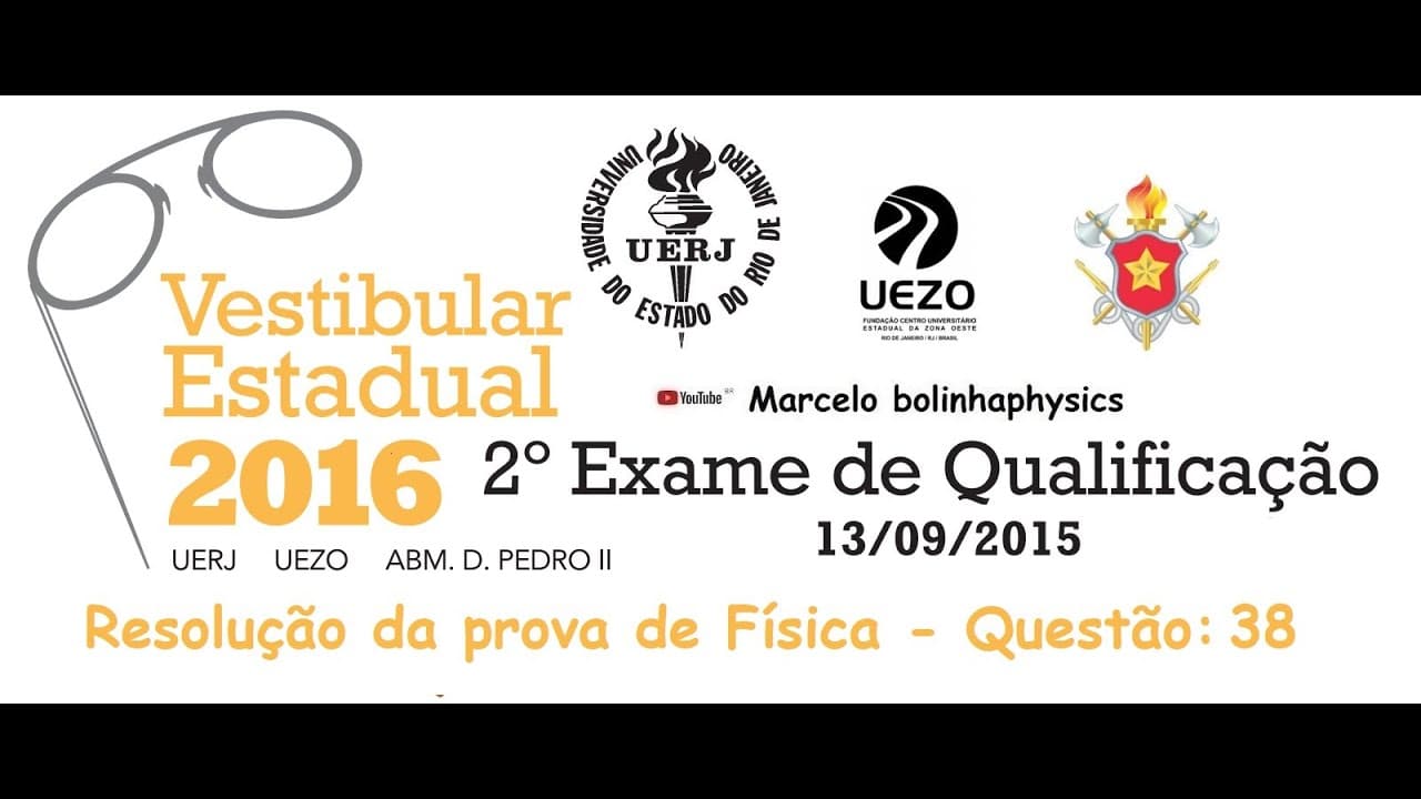 Thumbnail: Resolução da prova de FÍSICA – 2° EXAME DE QUALIFICAÇÃO – UERJ 2016. Questão 38.
