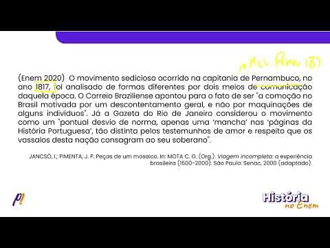 Thumbnail da aula: ENEM 2020 - BRASIL IMPERIAL | O movimento sedicioso ocorrido na capitania de Pernambuco...