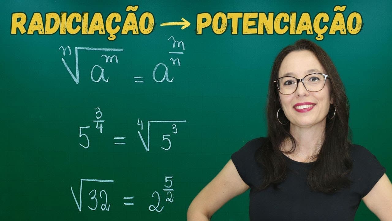 Thumbnail: CONVERTER RADICAL EM POTÊNCIA E CONVERTER POTÊNCIA EM RADICAL - Professora Angela Matemática