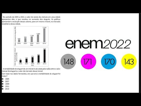 Thumbnail da aula: ENEM 2022 | No período de 2005 a 2013, o valor de venda dos imóveis em uma cidade...