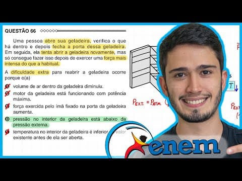Thumbnail da aula: ENEM 2015 - Uma pessoa abre sua geladeira, verifica o que há dentro e depois fecha a porta dessa gel