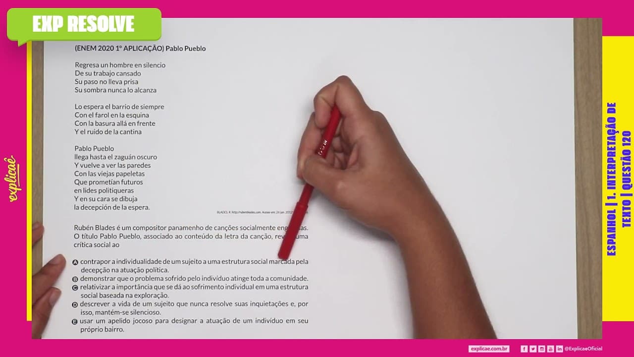 Thumbnail: PABLO PUEBLO REGRESA UN HOMBRE EN SILENCIO DE SU TRABAJO CANSADO (...) |INTERPRETAÇÃO DE TEXTO