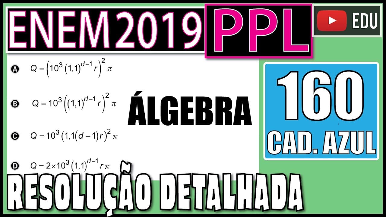 Thumbnail: [ENEM 2019 PPL] 160 📘 ÁLGEBRA Uma equipe de cientistas decidiu iniciar uma cultura com exemplares de