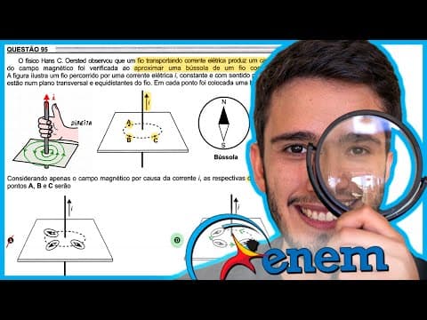 Thumbnail da aula: ENEM 2022 - O físico Hans C. Oersted observou que um fio transportando corrente elétrica produz um c