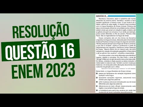 Thumbnail da aula: Resolução questão 16 (PROVA AZUL) | Linguagens ENEM 2023