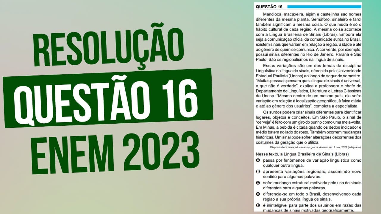 Thumbnail: Resolução questão 16 (PROVA AZUL) | Linguagens ENEM 2023
