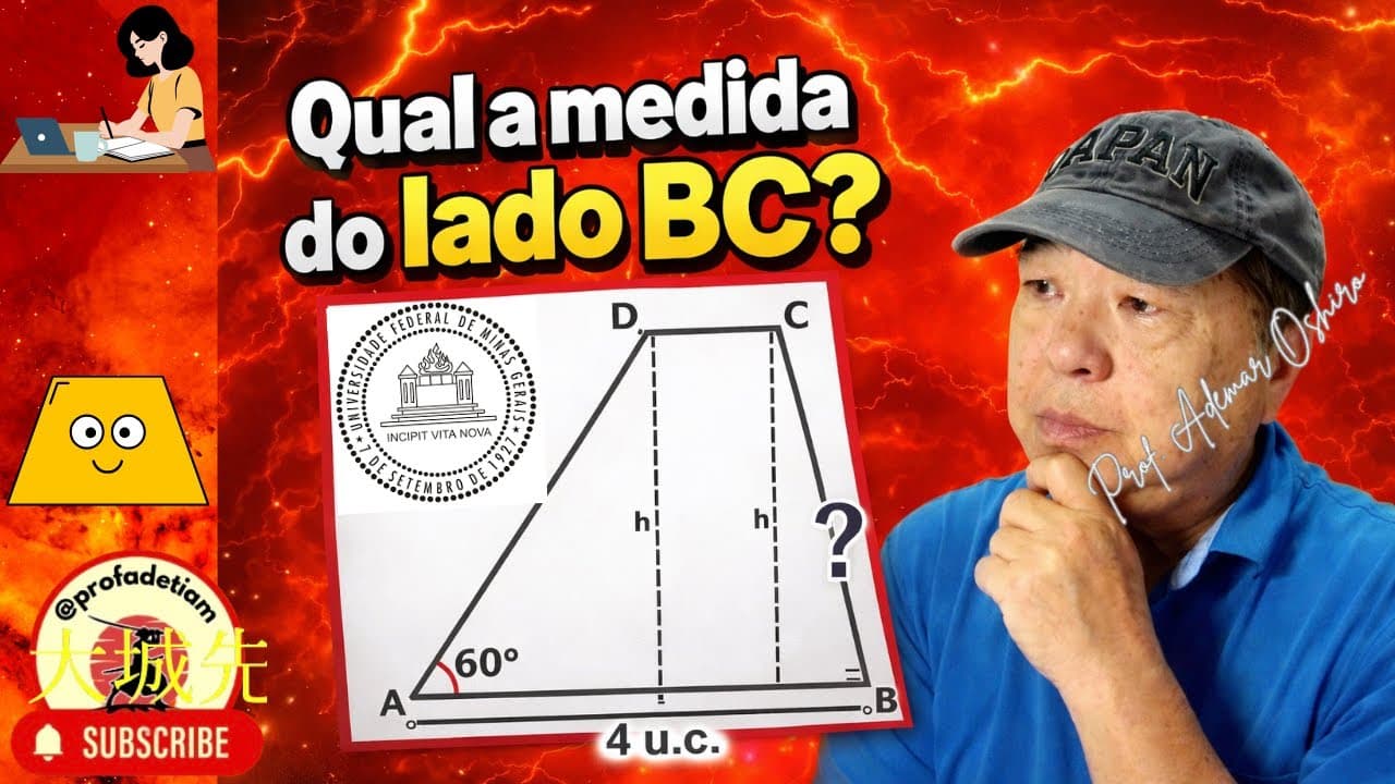 Thumbnail: UFMG - Como descobrir esse lado do trapézio? Veja os conceitos envolvidos. @ProfAdetiam