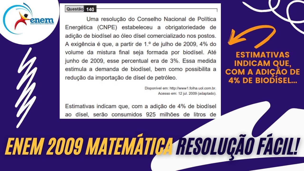 Thumbnail: RESOLUÇÃO FÁCIL ENEM 2009 Matemática - Uma resolução do Conselho Nacional de Política Andrey Estevam