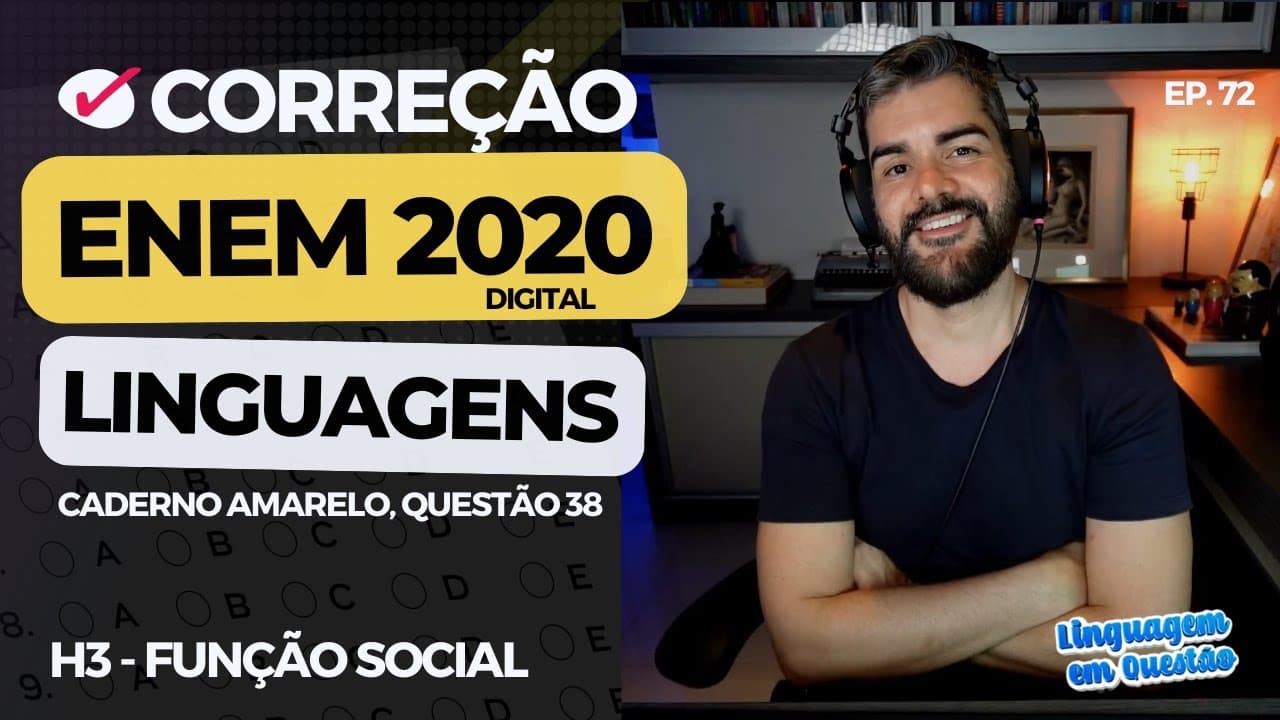 Thumbnail: ENEM 2020 digital: 😱 FUNÇÃO SOCIAL DAS CARTAS: 8% de acertos! (H3 | Função social | Amarelo, 38) #72