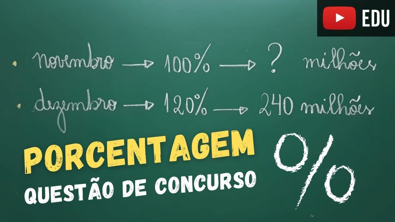 Thumbnail: Porcentagem - Questão de Concurso - VUNESP - Professora Angela