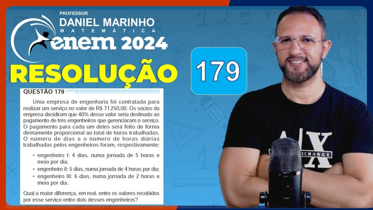 Thumbnail: 🔴 RESOLUÇÃO DO ENEM 2024 | MATEMÁTICA | CADERNO AZUL - Questão 179