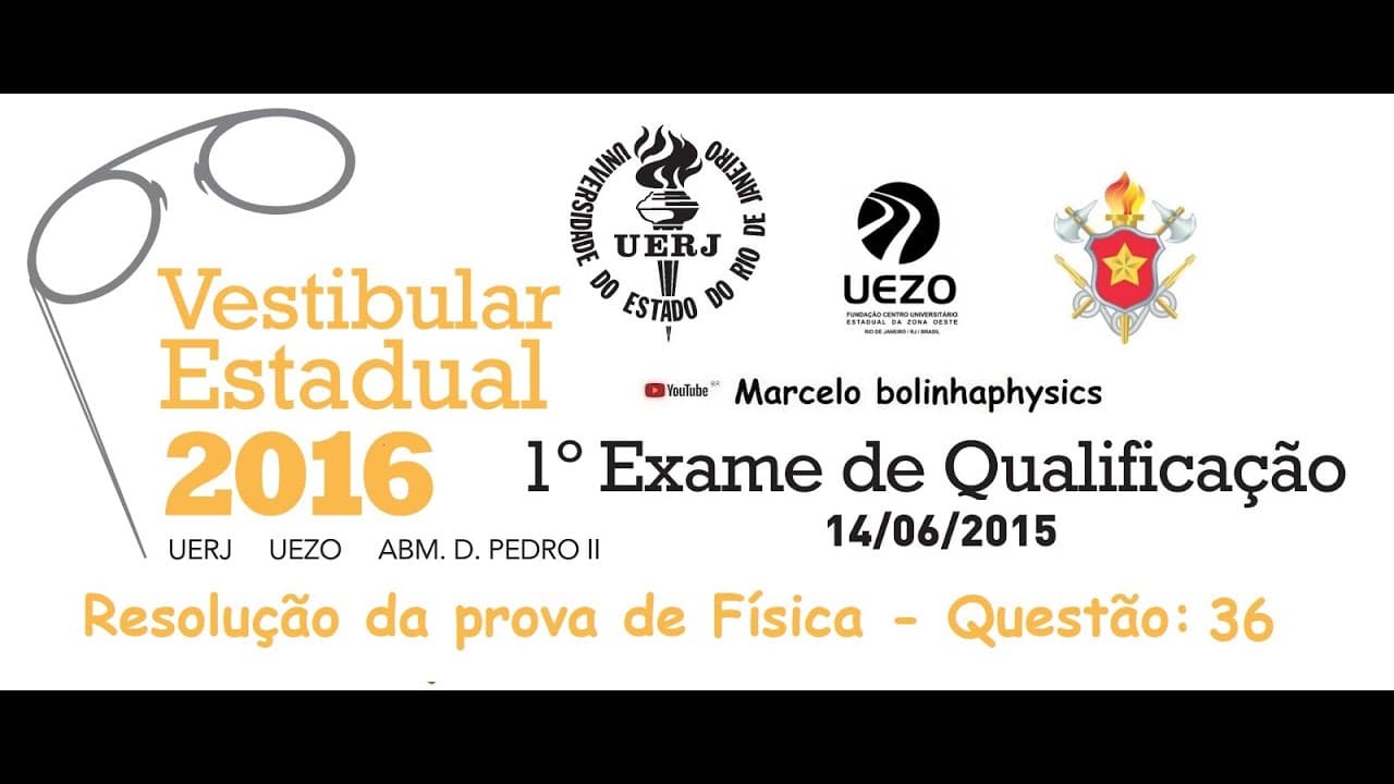Thumbnail: Resolução da prova de FÍSICA – 1° EXAME DE QUALIFICAÇÃO – UERJ 2016. Questão 36.