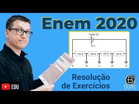 Thumbnail da aula: ENEM 2020 - RESOLUÇÃO dos EXERCÍCIOS - Um estudante tem uma fonte de tensão com corrente contínua