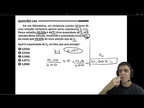 Thumbnail da aula: (Enem 2025 - Matemática) Em um laboratório, um recipiente contém 10 litros de uma solução composta a
