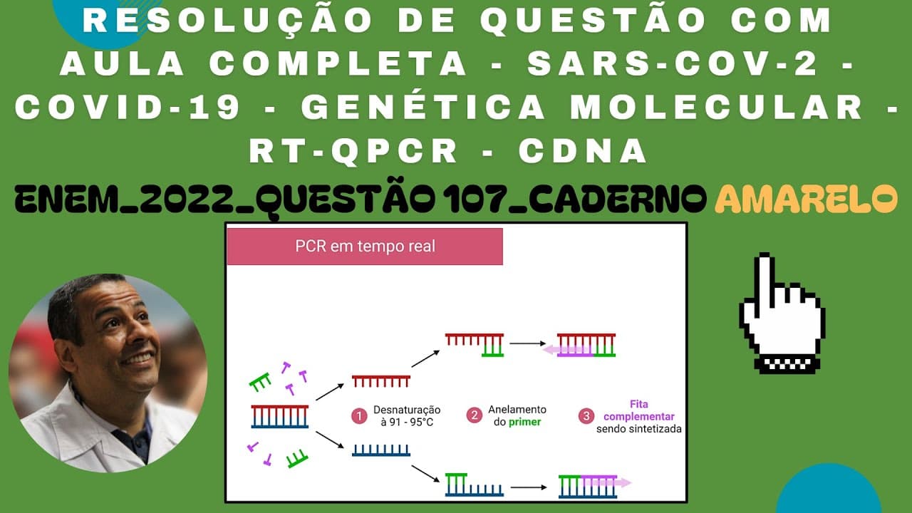 Thumbnail: ENEM 2022 QUESTÃO 107  CADERNO AMARELO - SARS-CoV-2-COVID-19 - GENÉTICA MOLECULAR - RT-qPCR - cDNA
