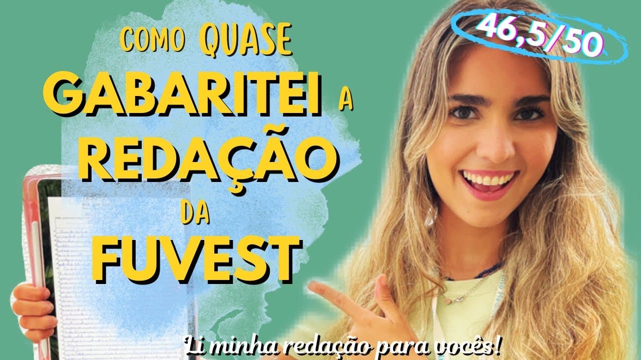 Thumbnail: 📝Lendo minha redação da Fuvest, quase gabaritei- contei todas estratégias de como fazer redação!