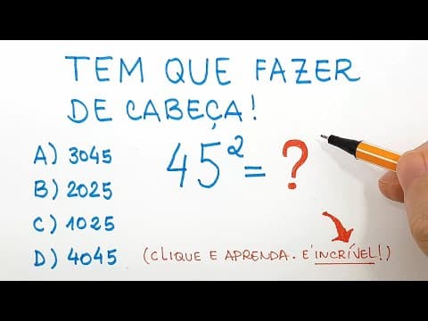 Thumbnail da aula: 🔥 HELP MATEMÁTICA BÁSICA - Desafios - Quadrado de Número com final 5 #51 🔥