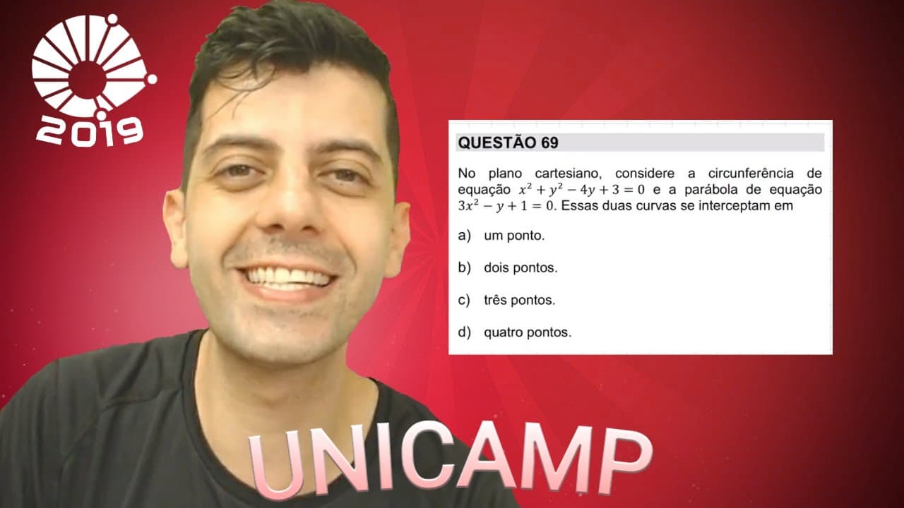 Thumbnail: UNICAMP 2019 - Q69 Mat - No plano cartesiano, considere a circunferência de