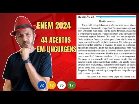 Thumbnail da aula: Enem 2024: Marília acorda - Tomo café em golinhos para não queimar meus lábios ressequidos.