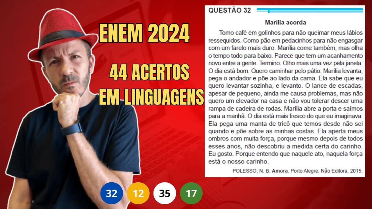 Thumbnail: Enem 2024: Marília acorda - Tomo café em golinhos para não queimar meus lábios ressequidos.