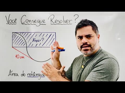 Thumbnail da aula: 🔥 Um PROBLEMA BONITINHO para calcular a ÁREA DO RETÂNGULO com 1/4 de CÍRCULO E SEMICÍRCULO