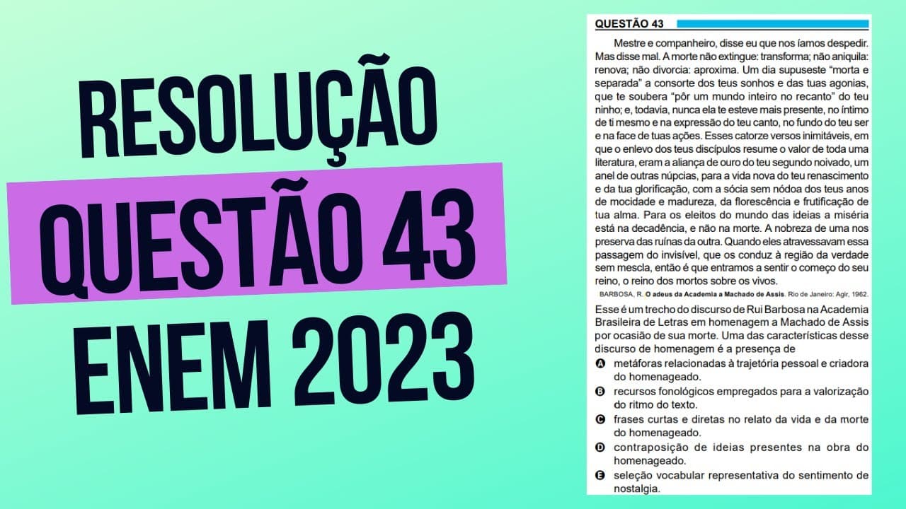 Thumbnail: Resolução questão 43 (PROVA AZUL) | Linguagens ENEM 2023
