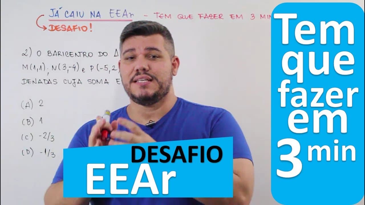 Thumbnail: 😎DESAFIO EEAr #2- Tem que fazer em 3 minutos! Coordenadas do Baricentro