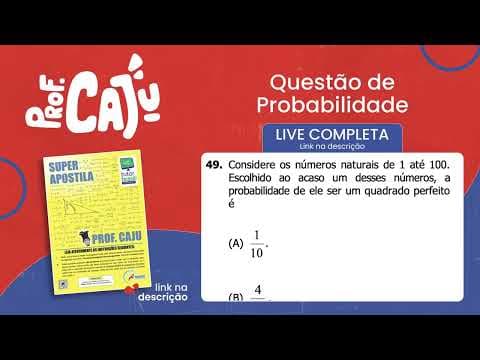 Thumbnail da aula: [UFRGS 2018] 49 📘 PROBABILIDADE Considere os números naturais de 1 até 100. Escolhido ao acaso um