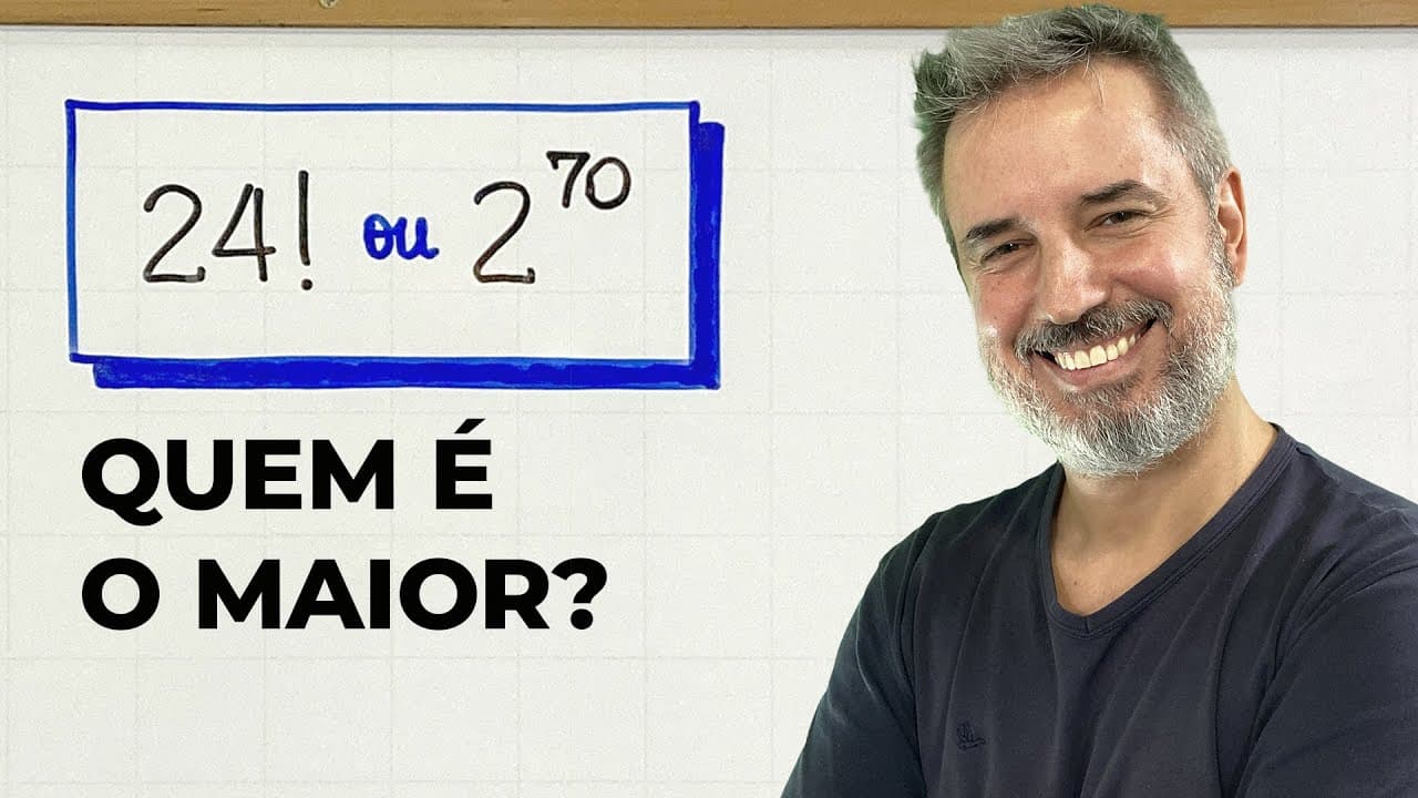 Thumbnail: Quem é o maior: 24! ou 2^70 ? (FATORIAL × POTÊNCIA) [Horizontal]