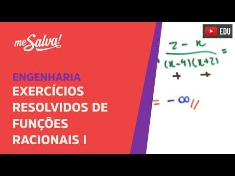 Thumbnail da aula: Me Salva! Exercícios Resolvidos de Cálculo I - EXLIM04 - Funções Racionais I