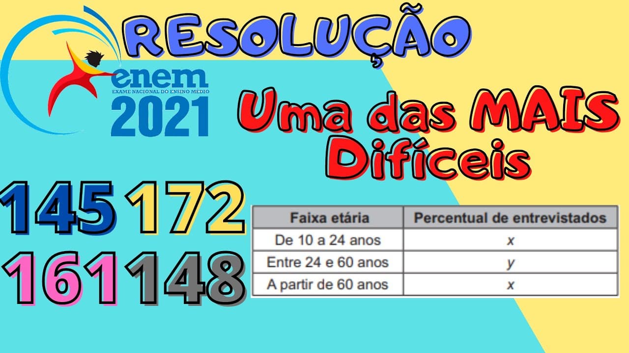 Thumbnail: Enem 2021 145 (Azul) Média - Em um estudo realizado pelo IBGE em quatro estados