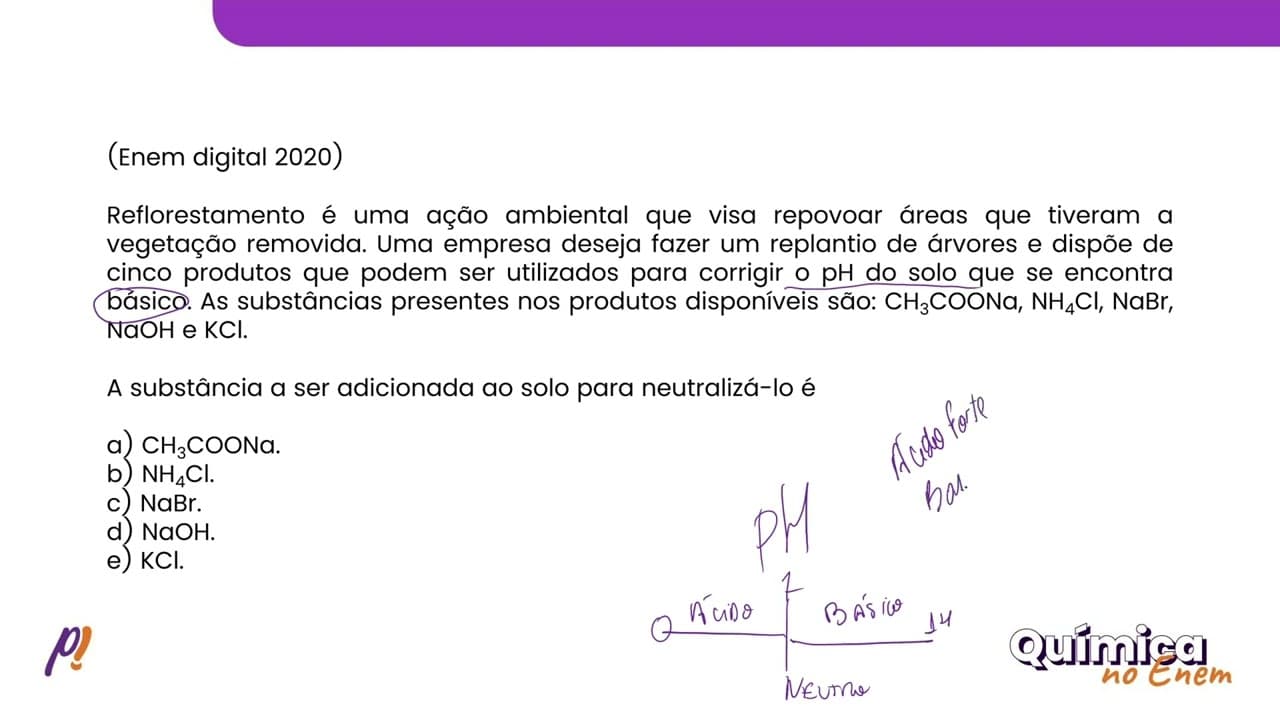 Thumbnail: ENEM DIGITAL 2020 - FUNÇÕES INORGÂNICAS | Reflorestamento é uma ação ambiental que visa repovoar...