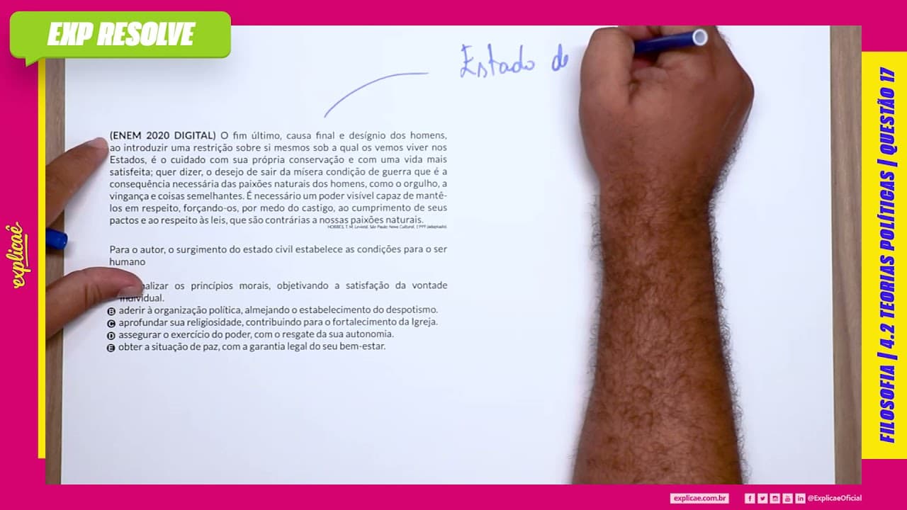 Thumbnail: O FIM ÚLTIMO, CAUSA FINAL E DESÍGNIO DOS HOMENS, AO INTRODUZIR UMA (...) | TEORIAS POLÍTICAS